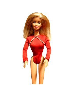 Vintage Barbie Doll With Red Bodysuit & Pearl Detail - Blonde Hair - Mattel 1966